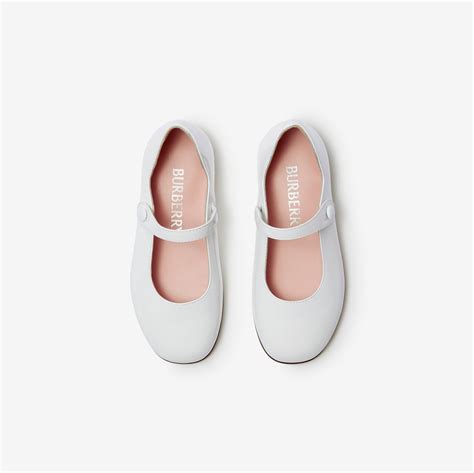 Leather Mary Jane Flats in Optic white .